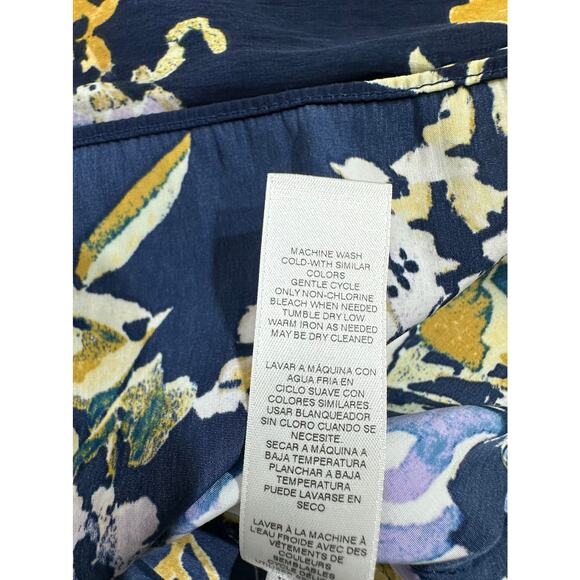 Chicos Top Size 0 Small Navy Floral Oversized Flowy Loose Business Casual Office - Picture 6 of 9